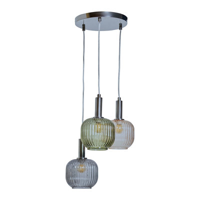 Peosta 3 - Light Brushed Chrome Cluster Pendant