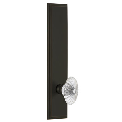 Grandeur Carré Tall Plate Privacy with Burgundy Crystal Door Knob