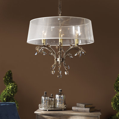 Lustre tambour 6 lumières à abat-jour Archambault