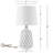 20" Modern White Ceramic Table Lamp With Hollow Cut-Out Base, 3-Way Rotary Switch & Fabric Shade-525182698