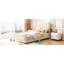 Lit de jour simple en beige avec tête de lit classique à rayures fascinantes - Construction solide et stable pour une chambre à coucher confortable-121097328