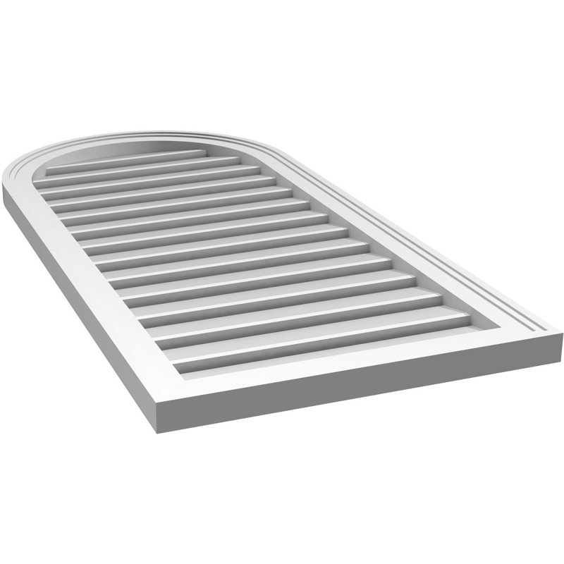 Round Top Surface Mount Signature Urethane Functional Gable Vent, Primed Tan, 42" H x 20" W x 1.5" D
