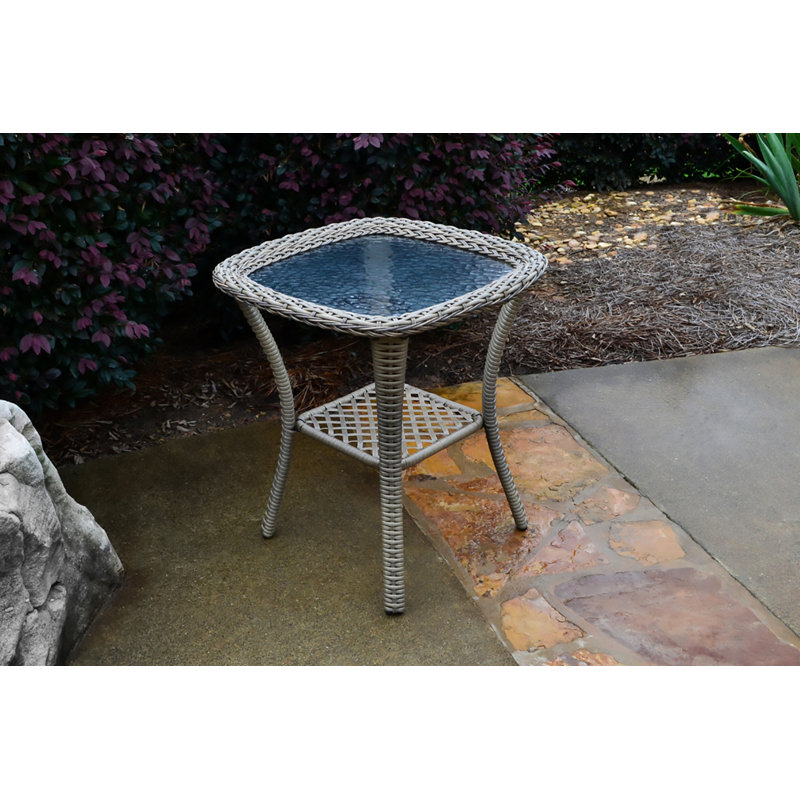 Rio Vista Sandstone Wicker and Glass Side Table