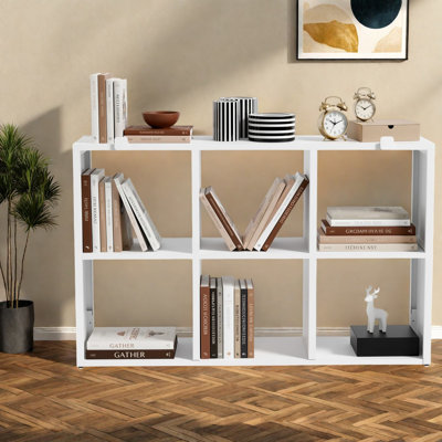 Bibliothèques peu encombrantes, rangement moderne en métal blanc à 6 cubes pour la maison