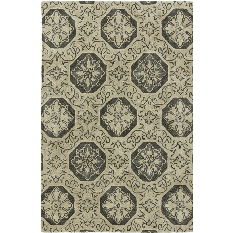 Mckenzie Wool Area Rug in Beige/Gray, 9'6" x 13'