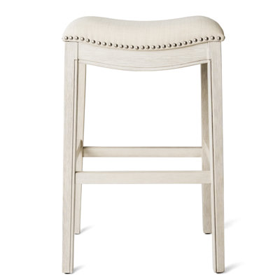 Maven Lane Adrien Backless Saddle Kitchen Stool with Fabric Upholstery