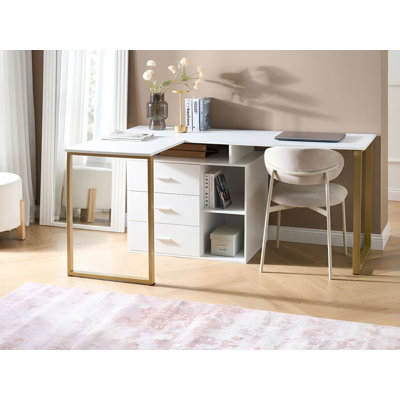 L-Shaped Metal Base Computer Desk