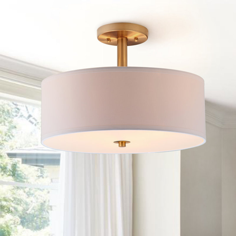 Jaida Fabric Semi Flush Mount, Gold