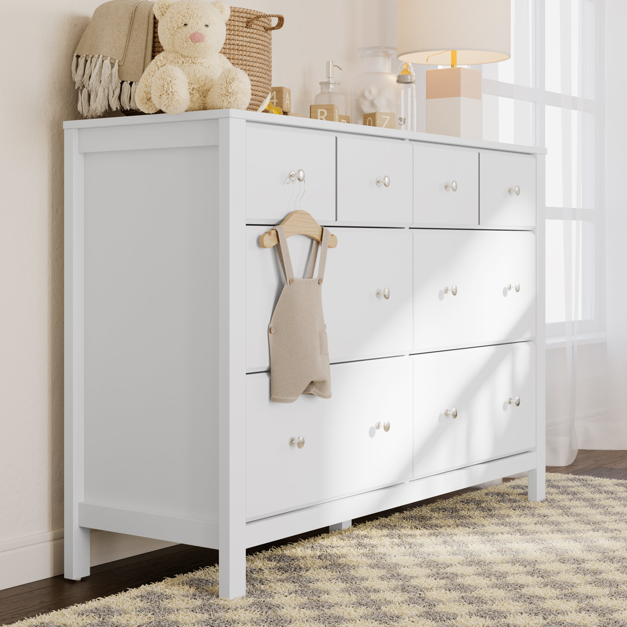 Horizon 6 Drawer Double Dresser, White