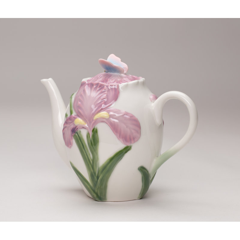 Iris with Butterfly Teapot 22 oz