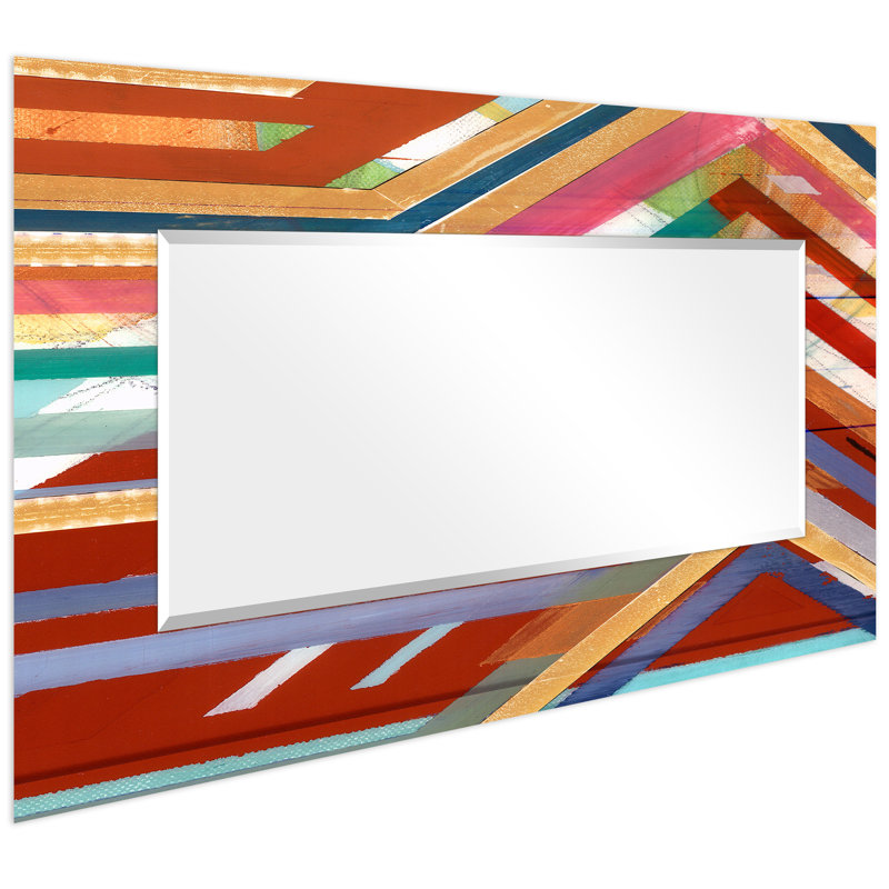 Yaphank "Lineal Color" Rectangular Modern Beveled Wall Mirror