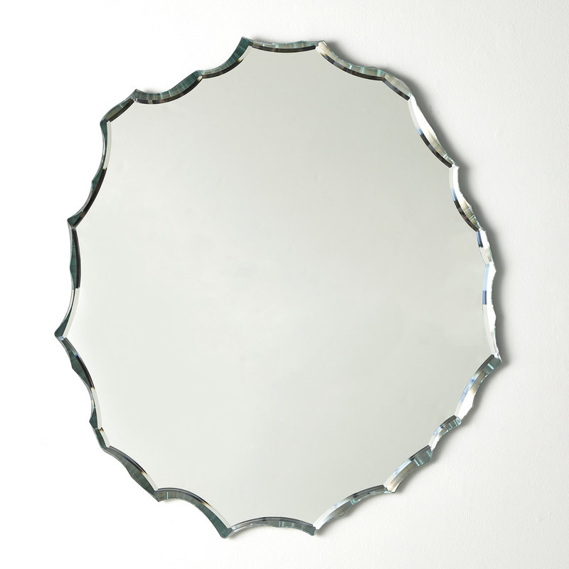 Asymmetrical Silver Beveled Accent Wall Mirror, 34.5''
