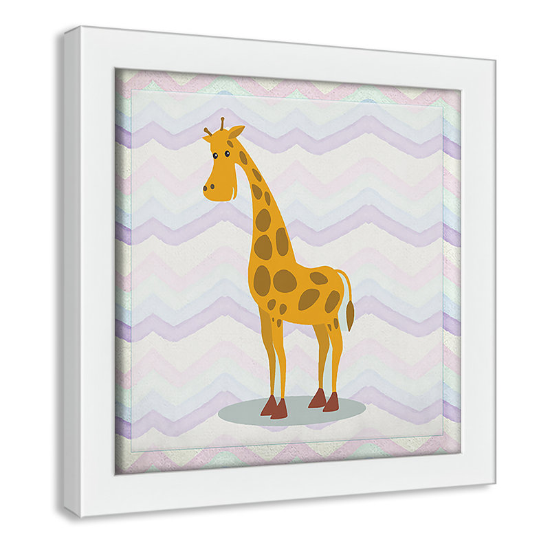 Décalcomanie murale «Pink Giraffe Time», Encadré de boîte blanc, H 26,5 po x l 26,5 po x P 1,18 po