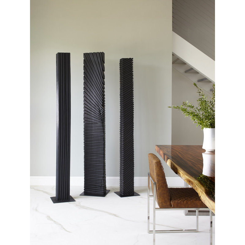 Black Wood Abstract Sculpture, Assorted With Natural Characteristics