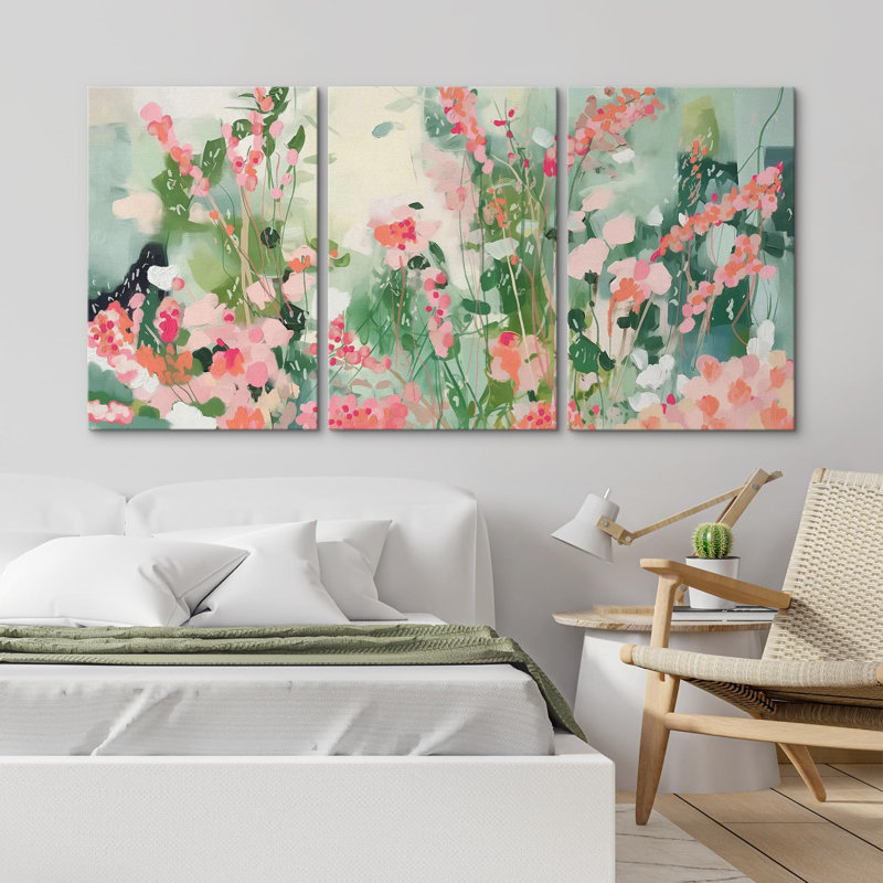 «Vibrant Wildflower Vibrant Meadow Blooms», affiche murale encadrée en bois, Toile tendue, H 36 po x l 72 po