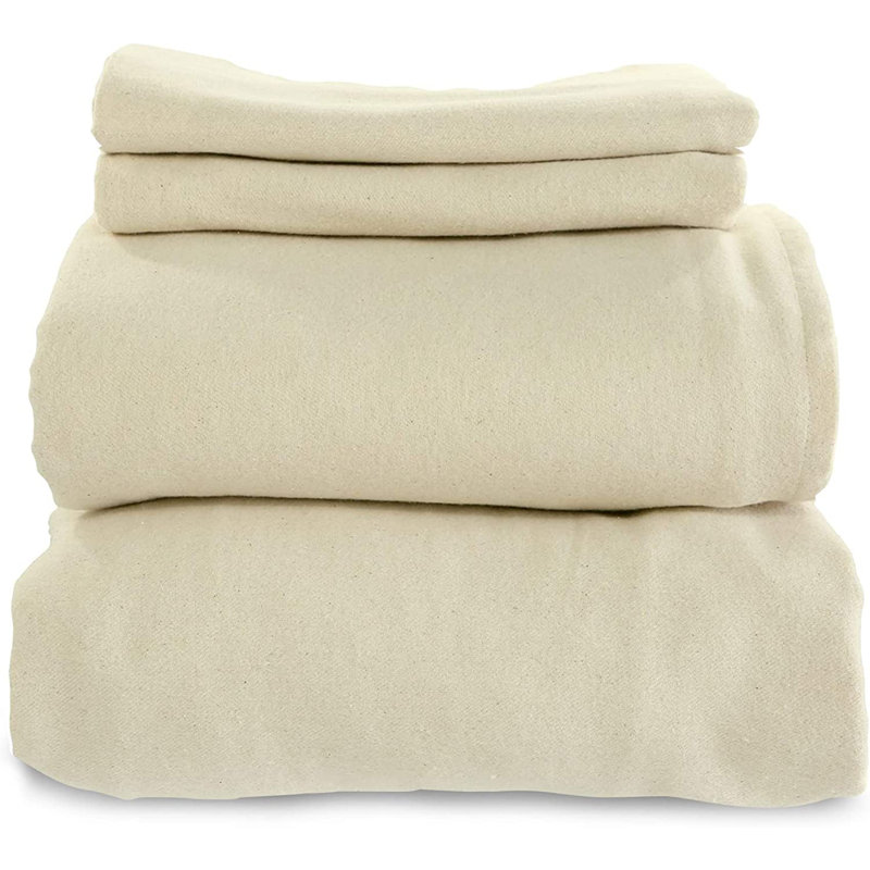 100% Organic Flannel Sheets King Size - GOTS Certified 100% Cotton Flannel Sheets Set with Comfortable Soft Brushed Finish & Deep Pocket - 1 Flat 1 Fitted & 2 Pillowcases (Aubergine, King)