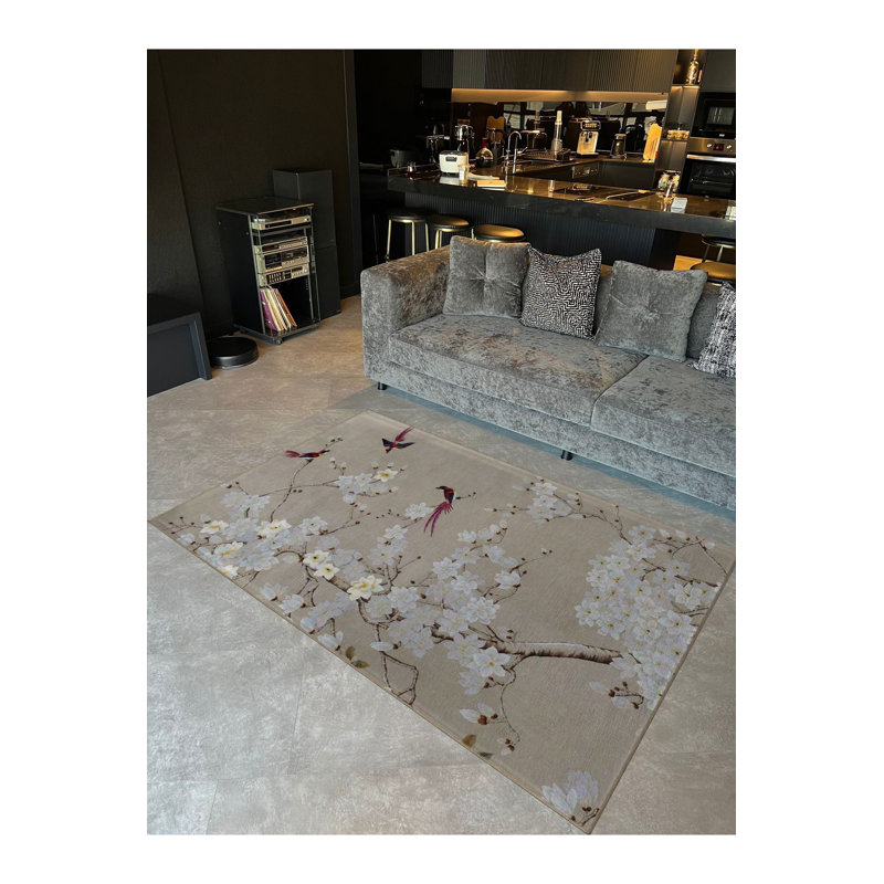 Tapis décoratif lavable à la machine beige, Tapis de couloir 3 pi 3 po x 6 pi 7 po inclus
