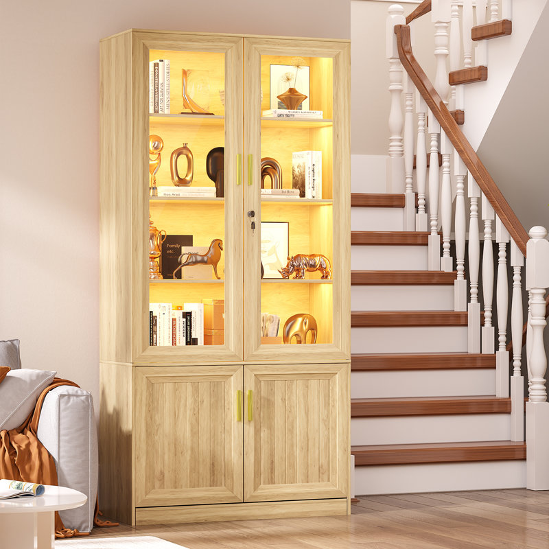 2 -Door 6 -Shelf Storage Cabinet, Oak