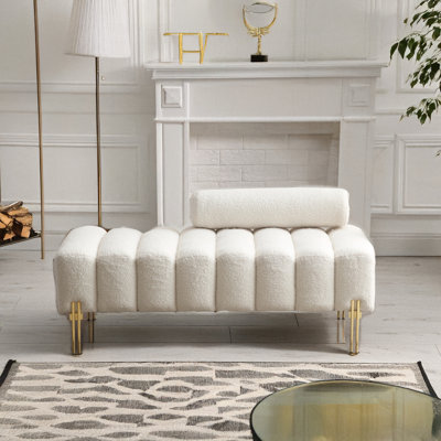 Repose-pieds standard en tissu Sherpa de 53,2 po de largeur Makari