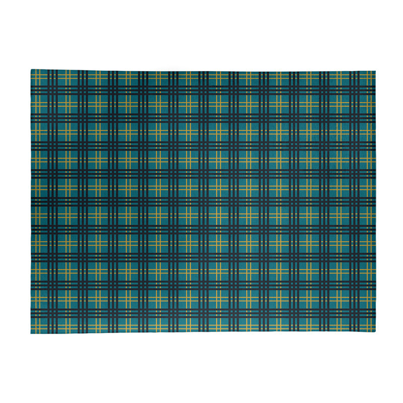 Tapis bleu sarcelle écossais, Rectangle 8 pi x 10 pi