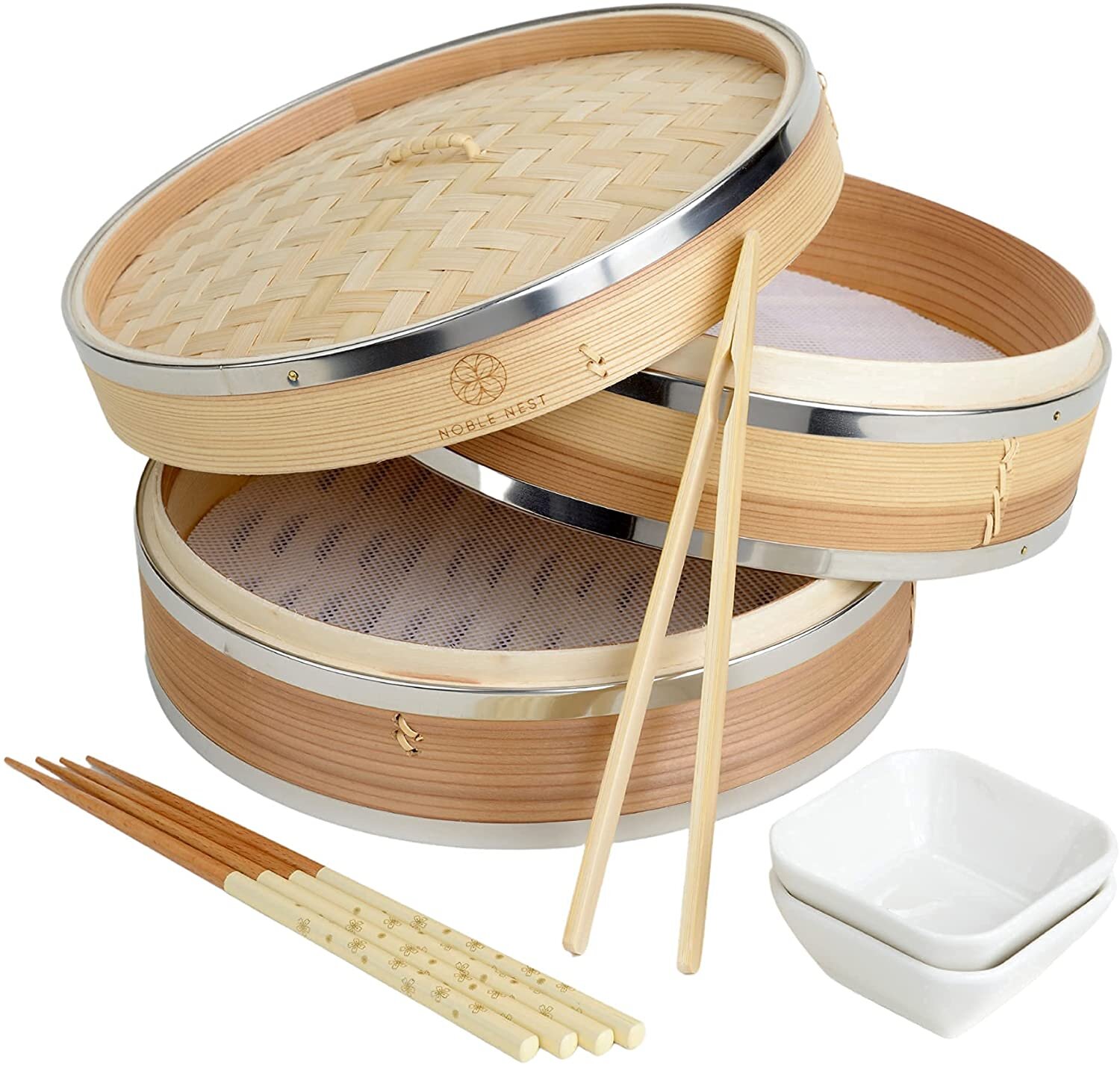 Prime Home Direct Bamboo Steamer Basket 10-inch , 2-Tier Steamer