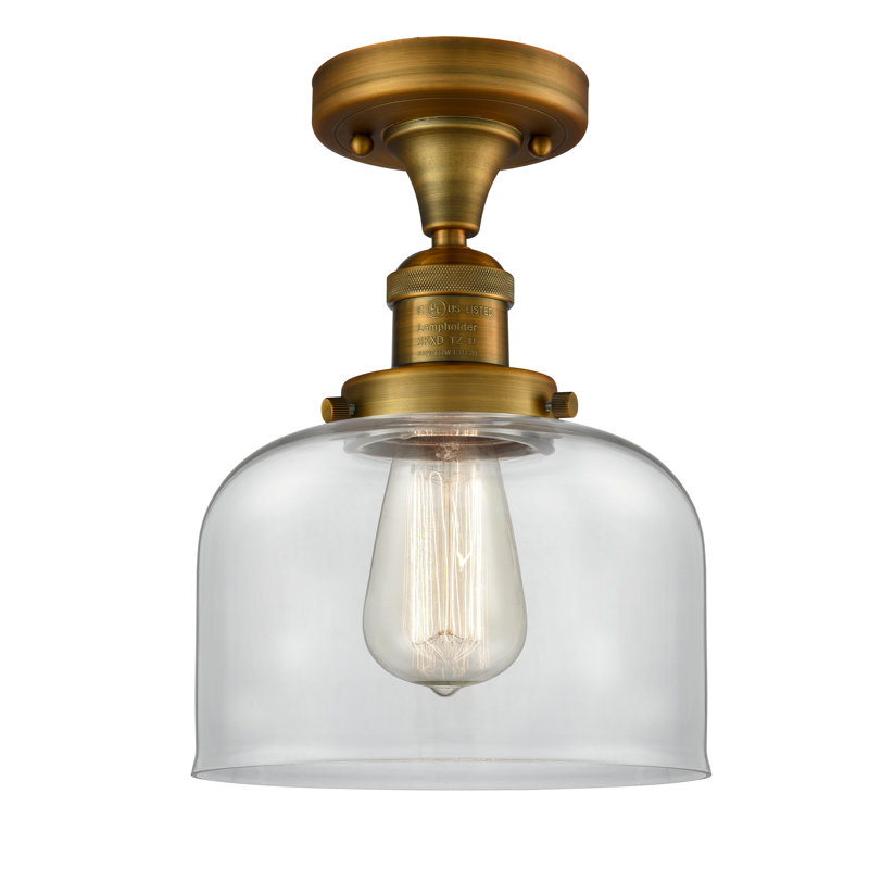 Plafonnier semi-encastré 8 po Bell, Clair, Ampoule à DEL rétro de 6 watts, Laiton brossé