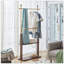 Portemanteau double couche en bois massif doré et acier inoxydable doré de 68,9 pouces de hauteur avec cloison de rangement