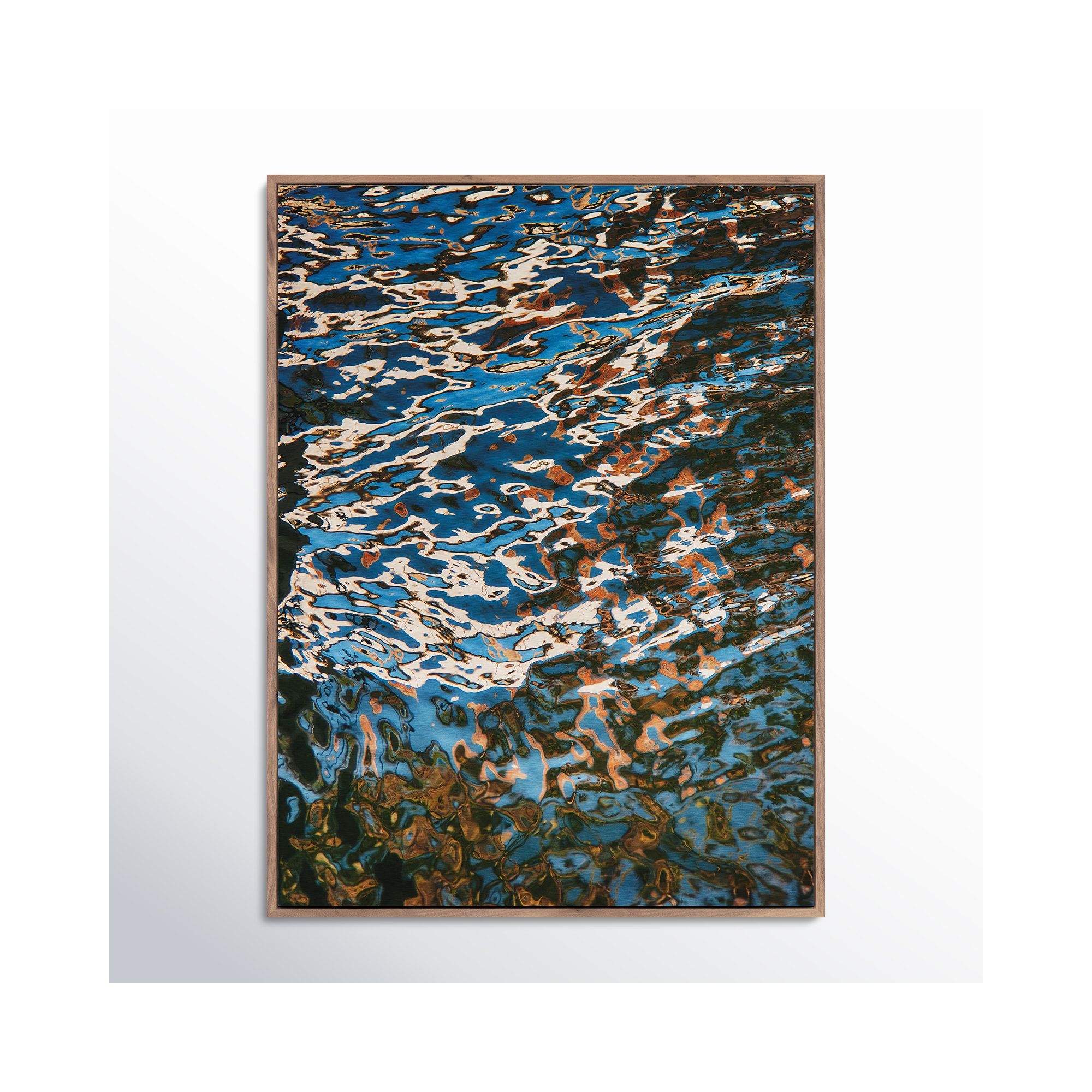 Reflecting Blue by Geoffrey Baris, 24" H x 18" W x 2" D, Dark Brown Framed