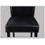 Ensemble de table de salle à manger moderne en faux marbre blanc avec chaises en similicuir noir et garniture cloutée, 7 pièces-755098442