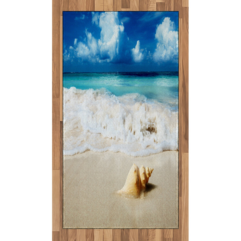 Seashells Beach High Density Long Fiber Poly Threads Decorative Area Rug Carpet, Rectangle 2'7" x 5'