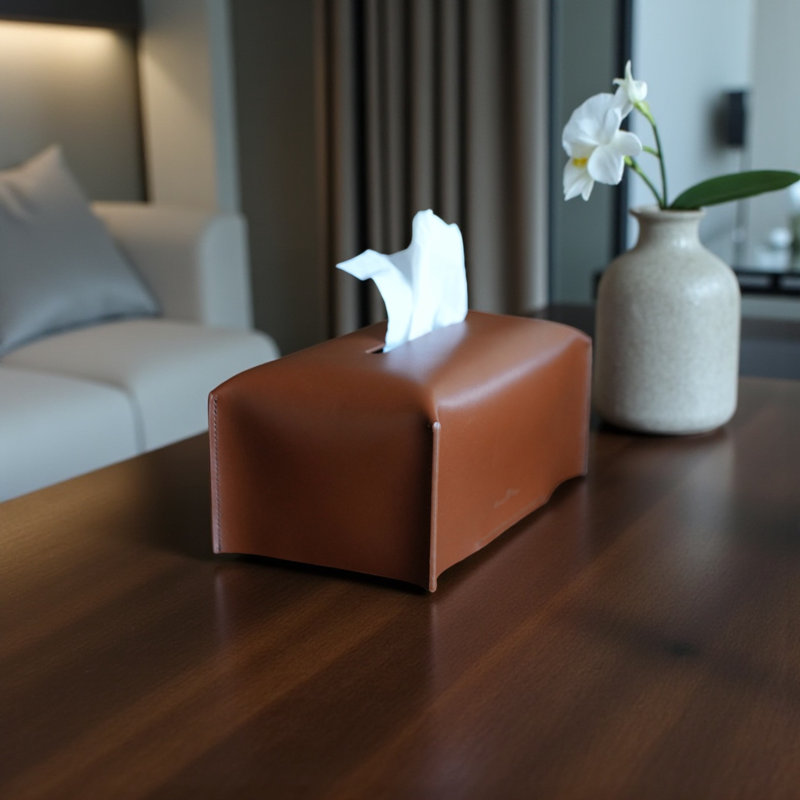 Genuine Leather Tissue Box Cover Rectangle