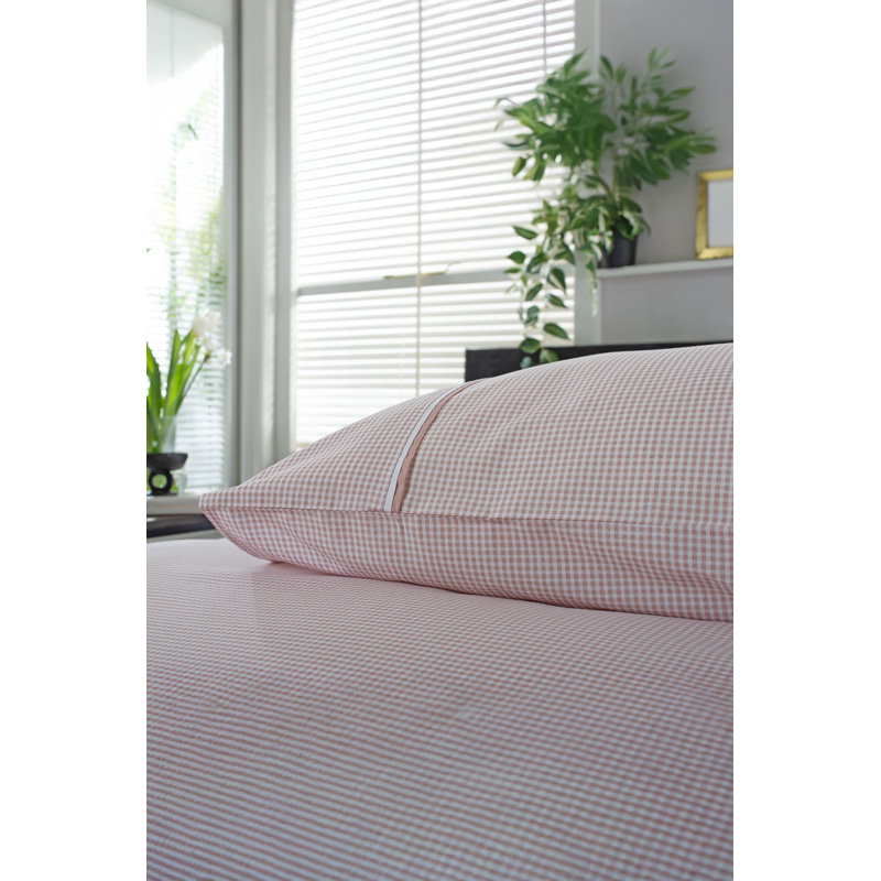 Gingham Duvet Cover Set - Soft & Breathable Cotto Cotton Gingham Duvet Cover Set with Pillowcases Included, Pink