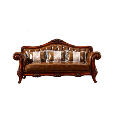 Arthenia 82.67'' Genuine Leather Rolled Arm Sofa -  Bloomsbury Market, B9A415A797D8402DB0ECBD6576EF5D93