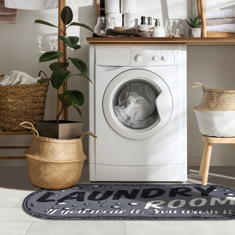 Tapis de couloir de salle de lavage antidérapant lavable à la machine, Ovale 1 pi 8 po x 4 pi 11 po
