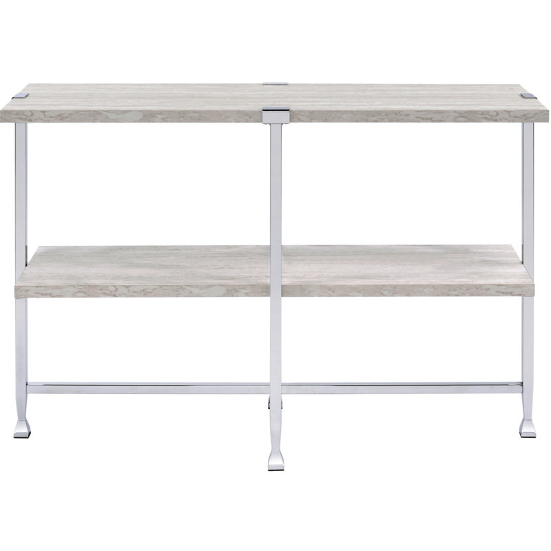 Chêne blanc et table avec tablette, combinant style et commodité dans votre espace de vie pour compléter la décoration intérieure