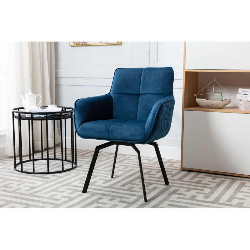 Fauteuil d'appoint pivotant en velours Ames avec pieds en métal Ames, Bleu