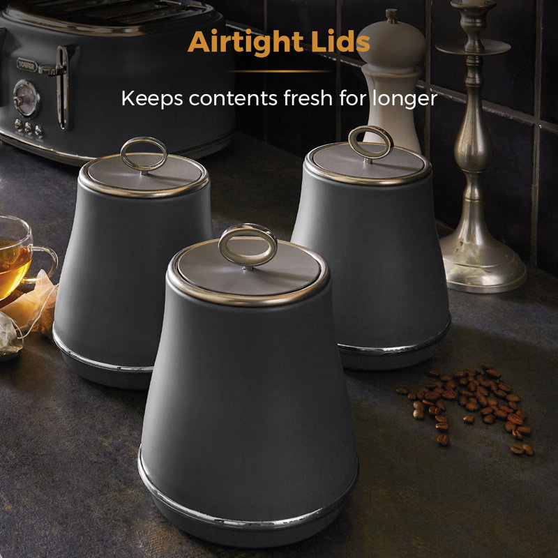 Renaissance Metal Jar - Set of 3, Black
