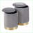 Ottoman Set, Contemporary Nesting Pleated Gray Velvet with Gold Metal Base &amp; Removable Lid | Gold | Metal-580348267