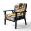 Fauteuil rembourré gris et jaune Kycia-1983116281
