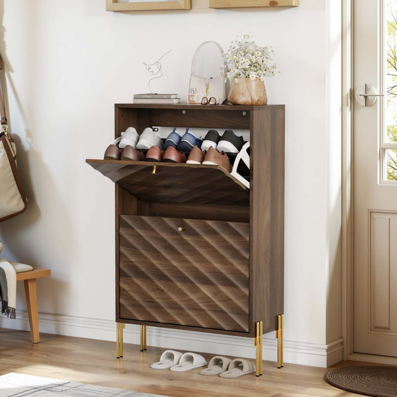 Armoire à chaussures 23,6 pouces en noyer