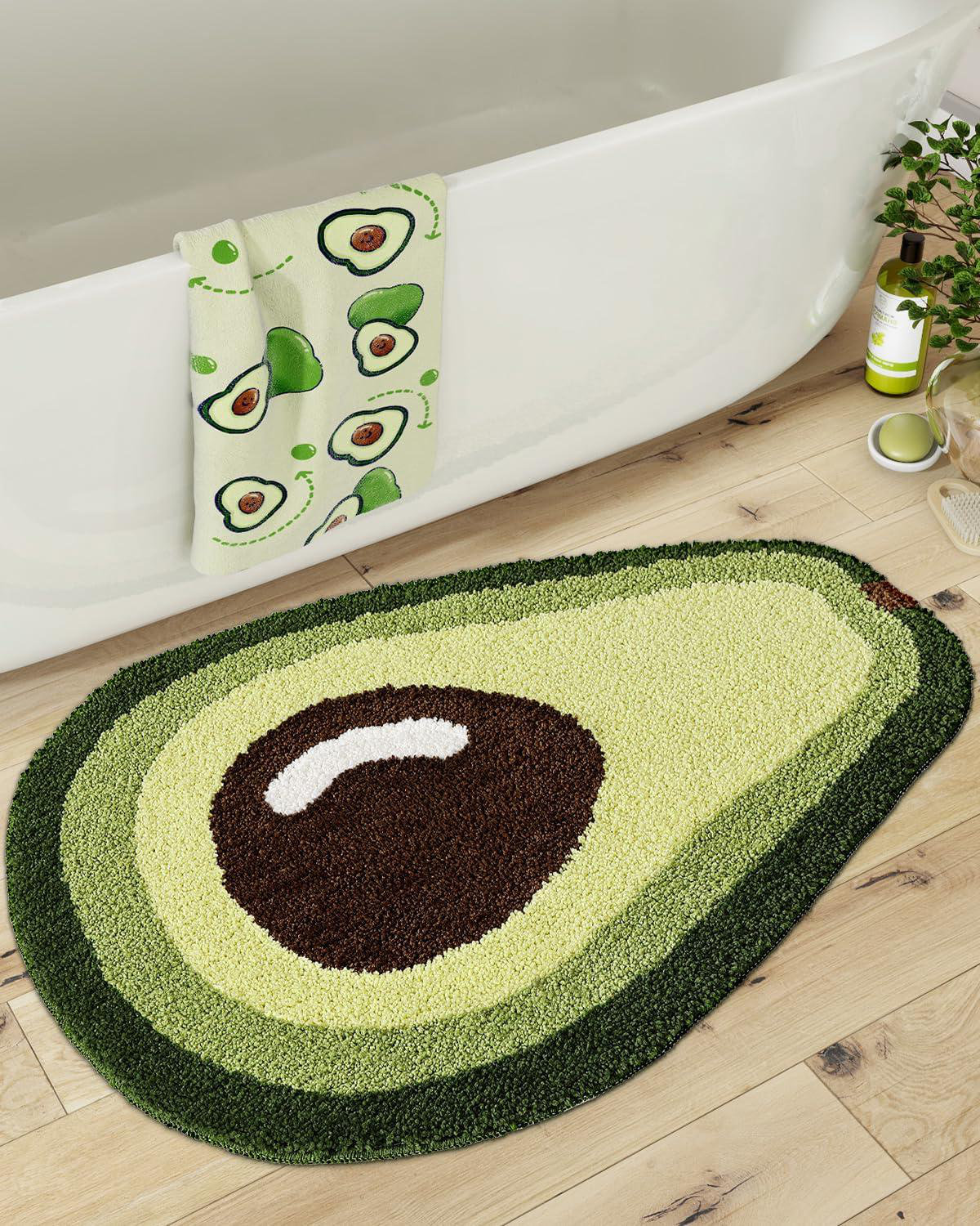 Red Barrel Studio® Cute Avocado Bath Mat, Soft, plush, and absorbent ...