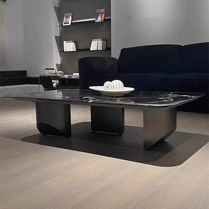 Table basse moderne flottante rectangulaire en marbre, H 15,7 po x L 55,1 po x l 31,5 po