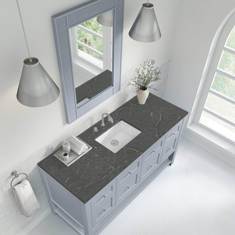 Breckenridge 60"W Single Vanity W/ Freepower Wireless Charger, Serenity Blue, Parisien Bleu