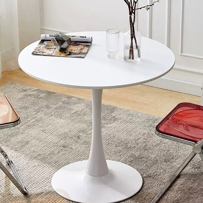 White Mid Century Coffee Table, And Steel Build Quality Elegant Table With Solid Base