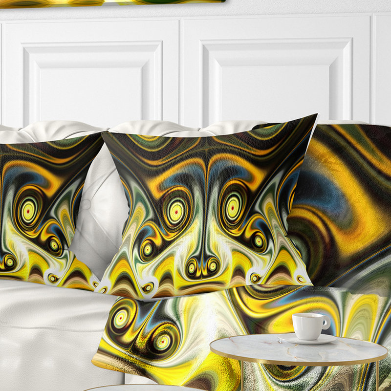  Coussin abstrait abstrait à motif fractal, 18 po x 18 po, Coussin décoratif