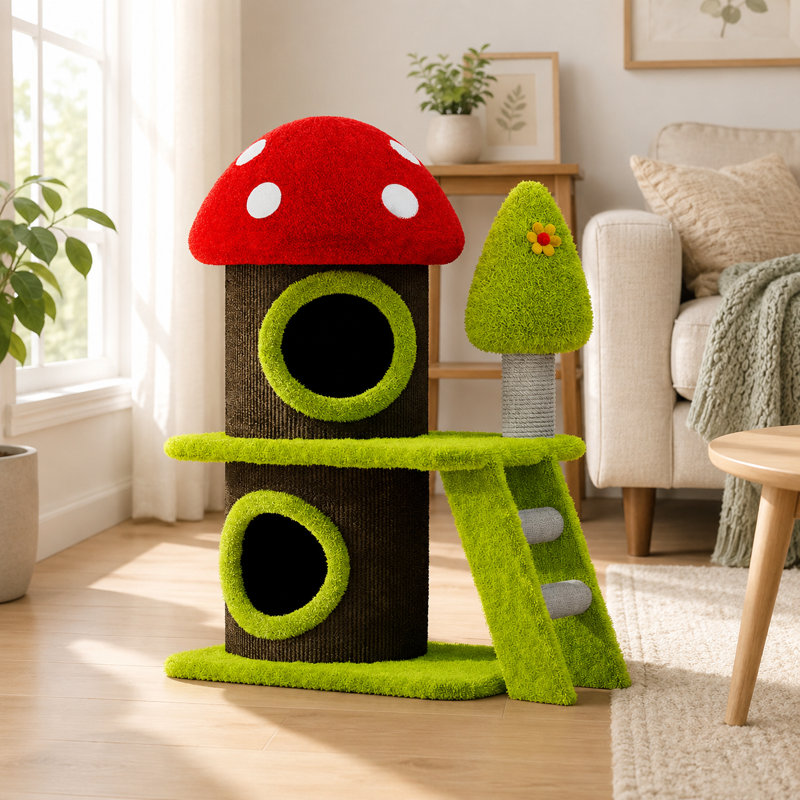 Tour pour arbre à chat 30,7 "de style champignon avec poteaux à griffer en sisal