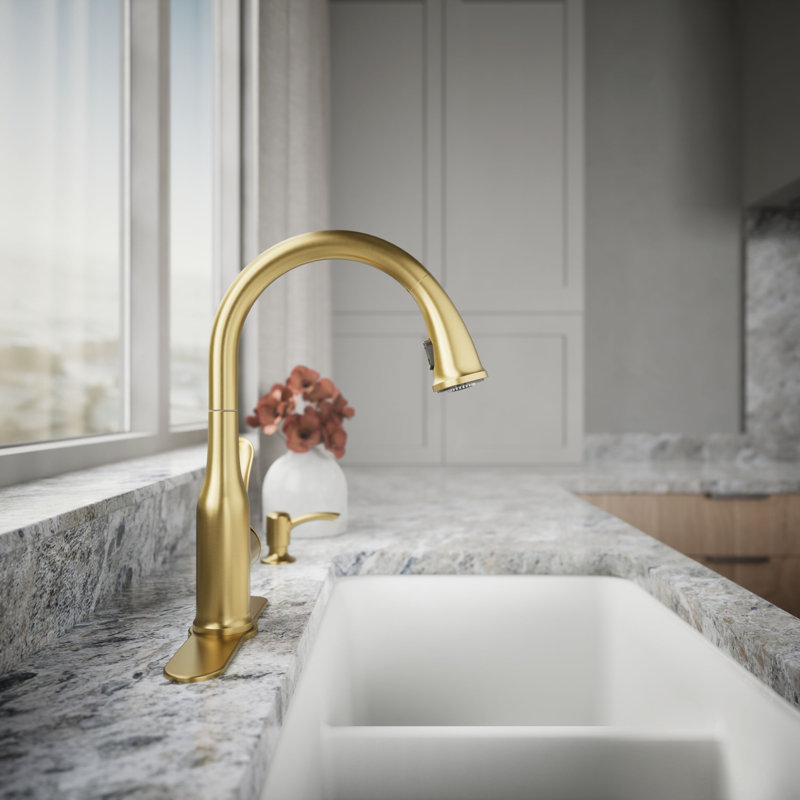 Motif Pulldown Kitchen Faucet, Brass