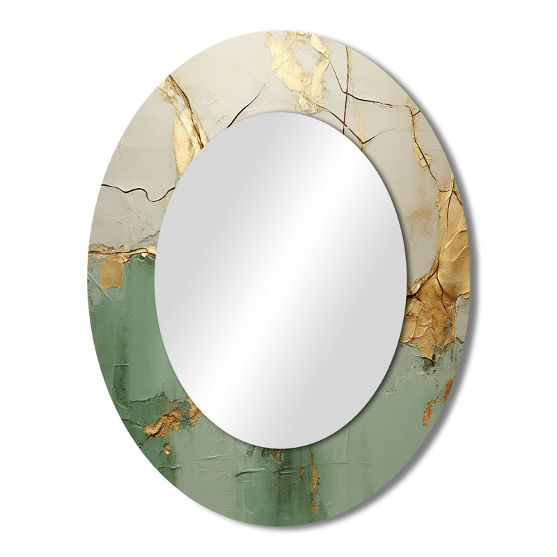 Green Gold Minimalisme Poteries - Miroir mural moderne ovale, 43 po x 33 po