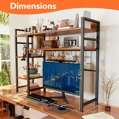4-tier Desktop Storage Cabinet With Pegboard, Office & Dorm Countertop Organizer, Efficient Workspace Organization & Bookshelf Decor
