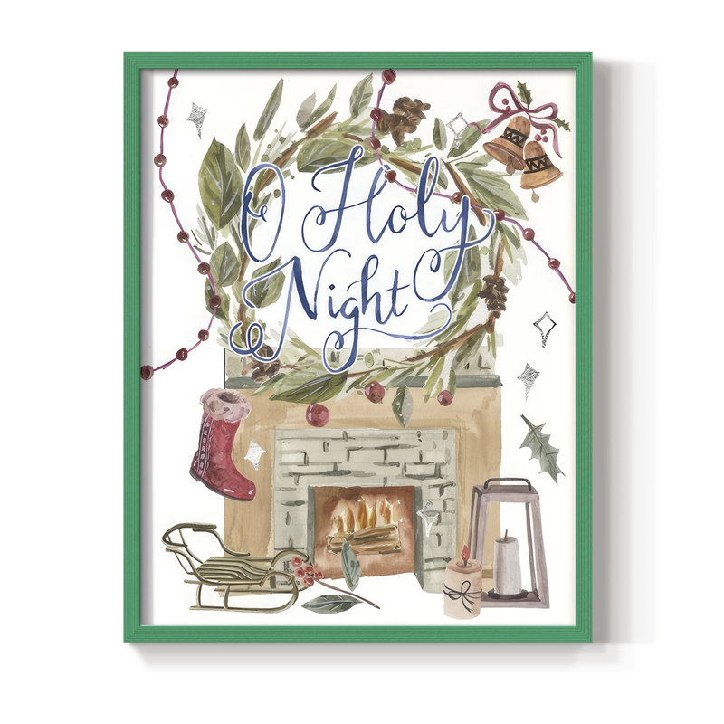 O O Night Night II, reproduction encadrée - bois massif, H 11 po x l 9 po, Vert